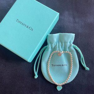 Return to Tiffany Blue Heart Tag Bead Bracelet in Silver